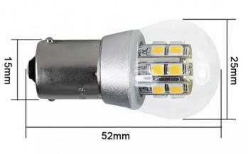 SIGNALISATION LED-BULB 6 TO 12V, 360° PURE WHITE, P21w, BA15s