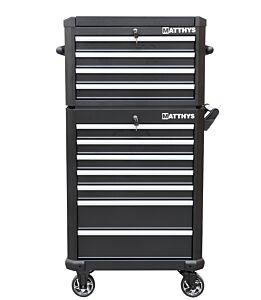 CARRO DE 11 CAJONES QUE INCLUYE 5 CAJONES CON HERRAMIENTAS MÉTRICAS Y 2 CAJONES CON HERRAMIENTAS EN PULGADAS CALIDAD BOXO