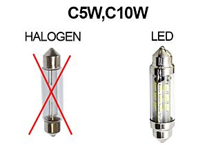 SHUTTLE LED-LAMP 6V 42MM PUUR WIT, C5W, C10W