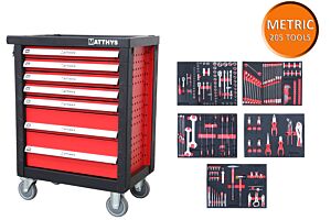 TOOL CABINET WITH 205 PCS METRIC TOOLS SET IN FOAM