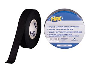 HPX Ruban de tissu pour la protection des câbles - noir 19mm x 25m