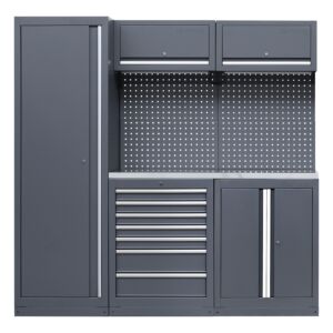 MOBILIARIO PARA TALLERES PESADO - ENCIMERA DE TRABAJO CON REVESTIMIENTO INOXIDABLE - MÓDULO-07 - SERIE LEMANS