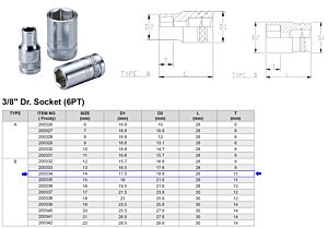 3/8” 6-KANT DOP 14 MM 