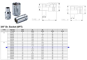 3/8” 6-KANT DOP 15 MM 