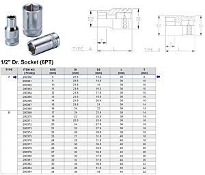 1/2” 6-KANT DOP 8 MM