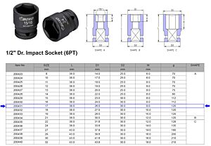 1/2” KRACHT DOP 6-KANT 17 MM