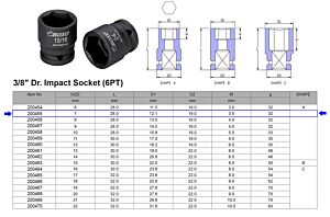 3/8” KRACHT DOP 6-KANT 7 MM 