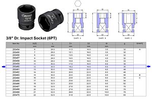 3/8” KRACHT DOP 6-KANT 12 MM 