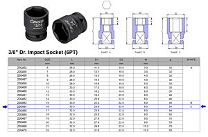 3/8” KRACHT DOP 6-KANT 16 MM 