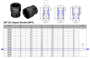 3/8” KRACHT DOP 6-KANT 18 MM 