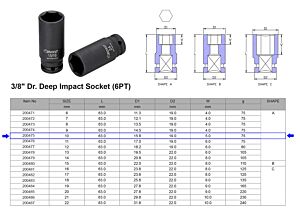 3/8” KRACHT DOP 6-KANT 10 MM LANGE UITVOERING