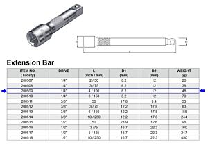 RALLONGE 1/4” 100 MM