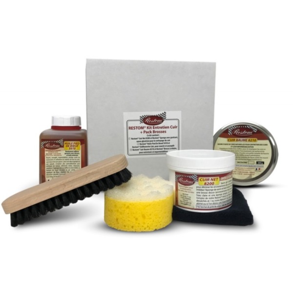 LEATHER MAINTENANCE KIT BLACK WITH BRUSHES Matthys