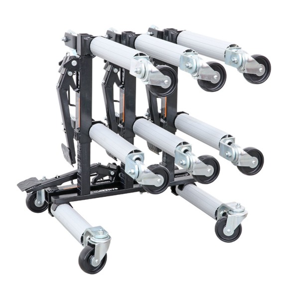 CAR JACK DOLLIES MECHANIC EXTRA LARGE WITH ALU ROLLE 4 PIECES + RACK